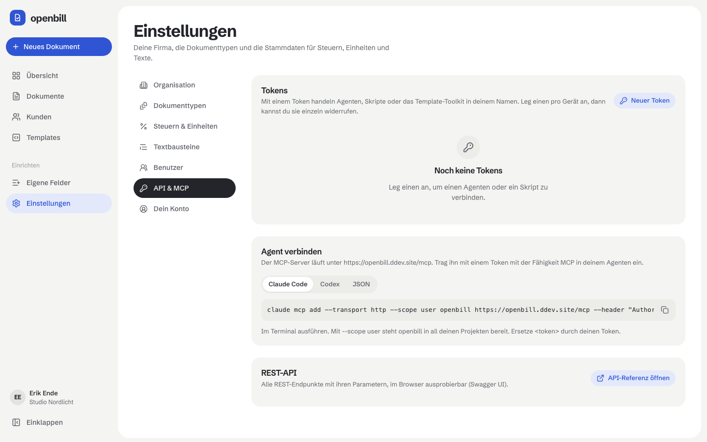 API-Tokens und die MCP-Einrichtung